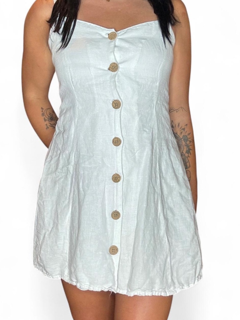 Urban Outfitters White Button-Front Mini Dress